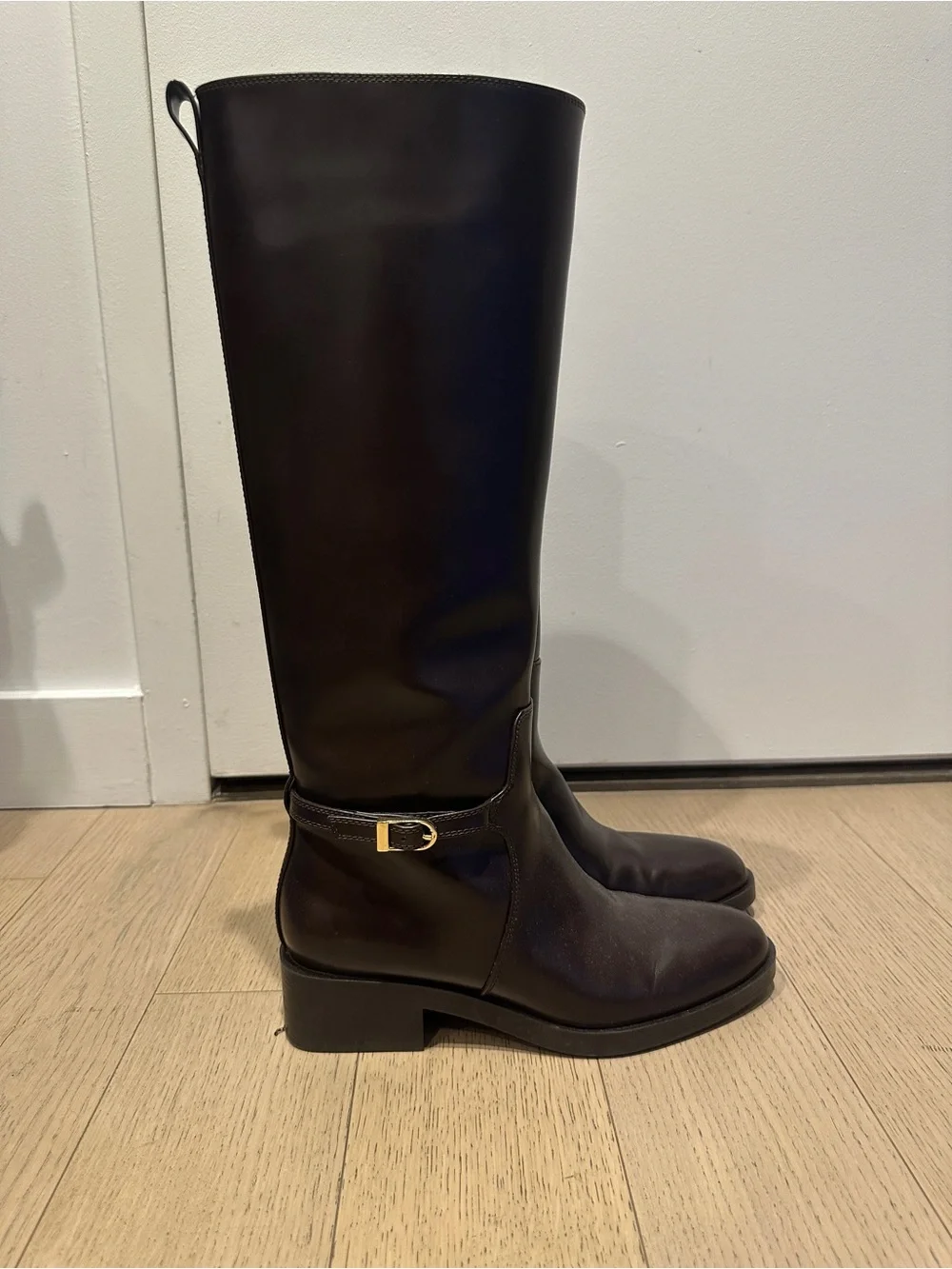 Zara Tall Over-the-Knee Leather Boots - Dark Brown